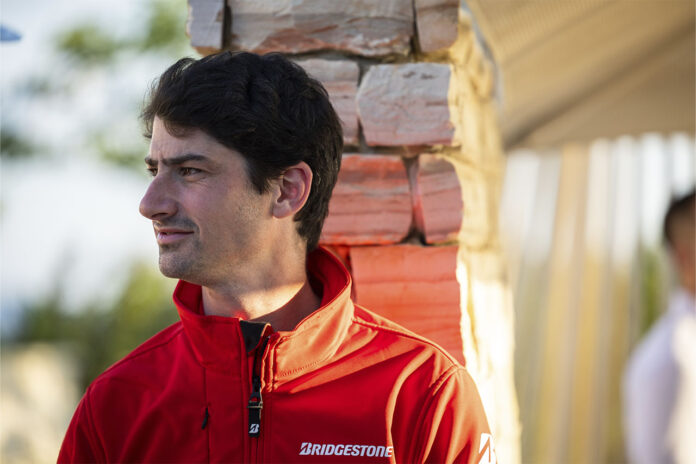 Hubert, Bridgestone lead rider, at a tyre launch event